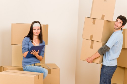 Packed boxes and furniture ready for transport in Chelsea